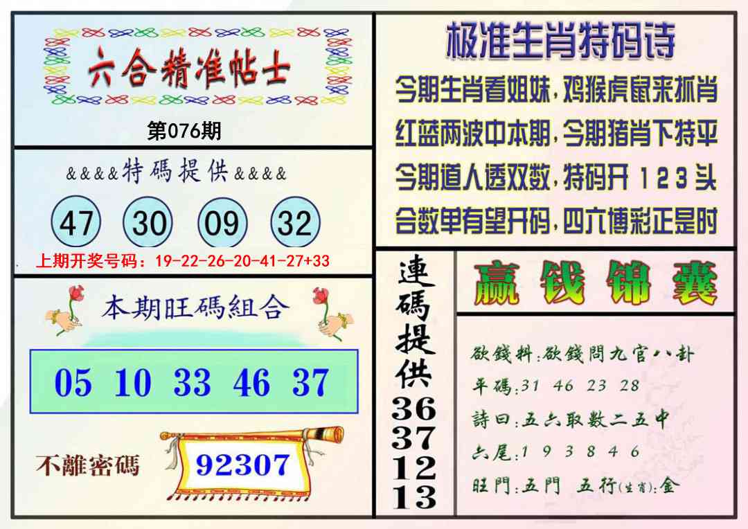 076期精准贴士[图]